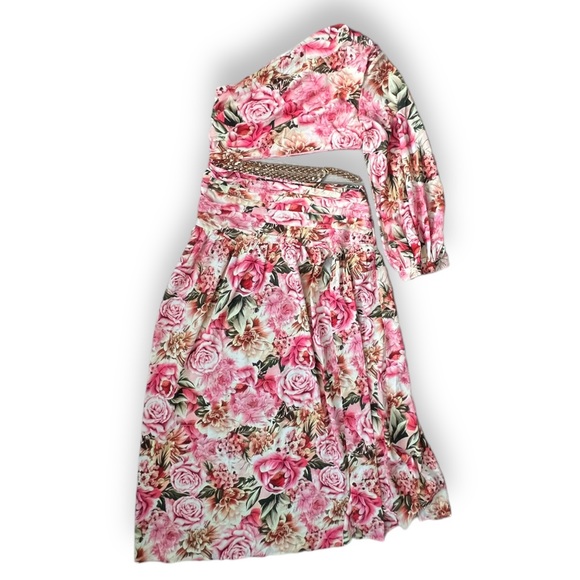 Satiny Floral "Two-Piece" Maxi Dress | EUC Size L - Picture 2 of 12